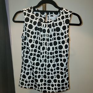 NWT Calvin Klein Sleeveless Blouse ~ P.Small black white